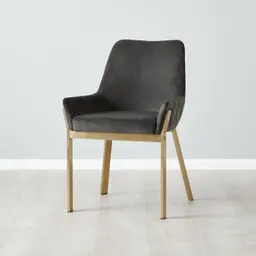 Arya II Charcoal Velvet Dining Chair - Brushed Gold Metal Legs