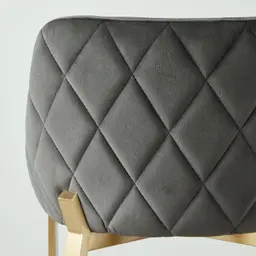 Arya II Charcoal Velvet Dining Chair - Brushed Gold Metal Legs