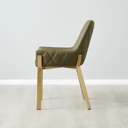 Arya II Sage Green Vegan Leather Dining Chair - Brushed Gold Metal Legs
