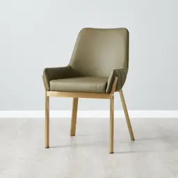 Arya II Sage Green Vegan Leather Dining Chair - Brushed Gold Metal Legs