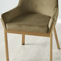 Arya II Olive Green Velvet Dining Chair - Brushed Gold Metal Legs