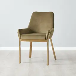 Arya II Olive Green Velvet Dining Chair - Brushed Gold Metal Legs