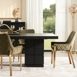 Arya II Olive Green Velvet Dining Chair - Brushed Gold Metal Legs