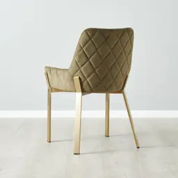 Arya II Olive Green Velvet Dining Chair - Brushed Gold Metal Legs