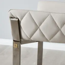 Arya II Glacier Grey Vegan Leather Dining Chair - Black Nickel Metal Legs