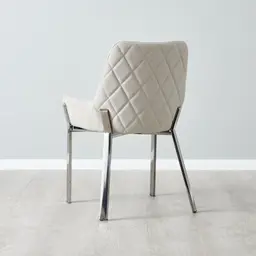 Arya II Glacier Grey Vegan Leather Dining Chair - Black Nickel Metal Legs