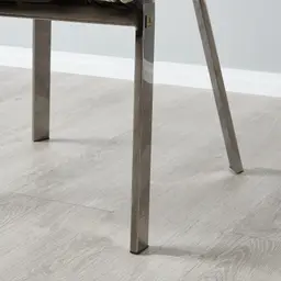 Arya II Glacier Grey Vegan Leather Dining Chair - Black Nickel Metal Legs