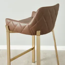 Arya II Tuscan Brown Vegan Leather 67cm Counter Stool - Brushed Gold Metal Legs