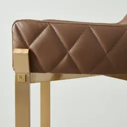 Arya II Tuscan Brown Vegan Leather 67cm Counter Stool - Brushed Gold Metal Legs