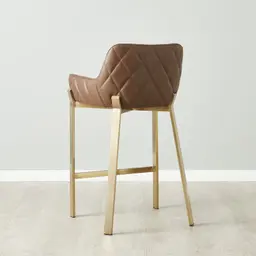 Arya II Tuscan Brown Vegan Leather 67cm Counter Stool - Brushed Gold Metal Legs
