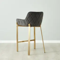 Arya II Charcoal Velvet 67cm Counter Stool - Brushed Gold Metal Legs