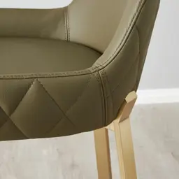 Arya II Sage Green Vegan Leather 67cm Counter Stool - Brushed Gold Metal Legs