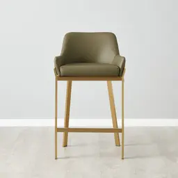 Arya II Sage Green Vegan Leather 67cm Counter Stool - Brushed Gold Metal Legs