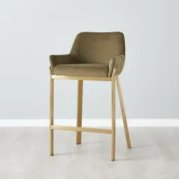 Arya II Olive Green Velvet 67cm Counter Stool - Brushed Gold Metal Legs