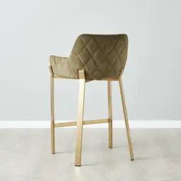 Arya II Olive Green Velvet 67cm Counter Stool - Brushed Gold Metal Legs