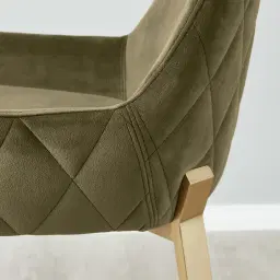 Arya II Olive Green Velvet 67cm Counter Stool - Brushed Gold Metal Legs