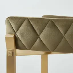 Arya II Olive Green Velvet 67cm Counter Stool - Brushed Gold Metal Legs