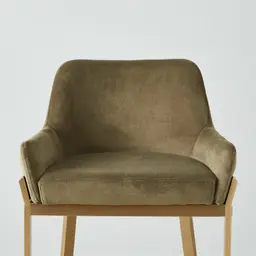 Arya II Olive Green Velvet 67cm Counter Stool - Brushed Gold Metal Legs