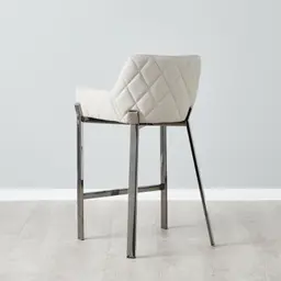 Arya II Glacier Grey Vegan Leather 67cm Counter Stool - Black Nickel Metal Legs