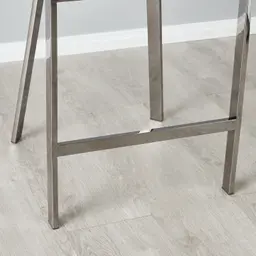 Arya II Glacier Grey Vegan Leather 67cm Counter Stool - Black Nickel Metal Legs