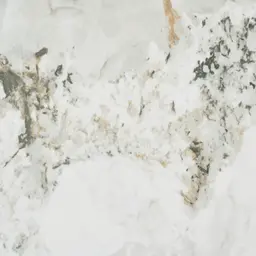 Dianne White Grey-Streaked Sintered Stone Side Table - Brushed Gold Stainless Steel Frame