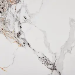 Marbella Cold Calacatta White Sintered Stone Coffee Table - Brushed Gold Frame