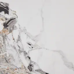 Marbella Round Cold Calacatta White Sintered Stone Coffee Table - Brushed Gold Frame