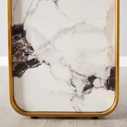 Marbella Cold Calacatta White Sintered Stone Side Table - Brushed Gold Frame