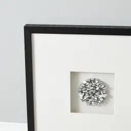 Metallic Grey Stones Shadow Box With Black Frame