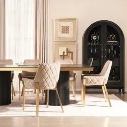 Arya II Beige Velvet Dining Chair - Brushed Gold Metal Legs