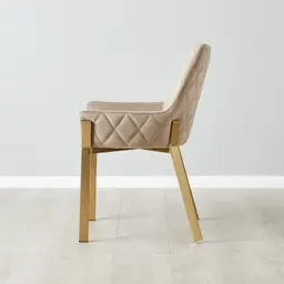 Arya II Beige Velvet Dining Chair - Brushed Gold Metal Legs