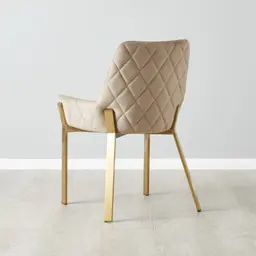 Arya II Beige Velvet Dining Chair - Brushed Gold Metal Legs