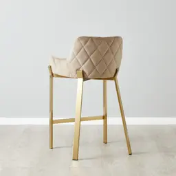 Arya II Beige Velvet 67cm Counter Stool - Brushed Gold Metal Legs