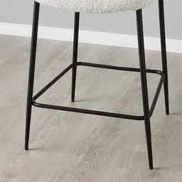 Hailey Snow White Boucle 67cm Counter Stool - Black Metal Legs