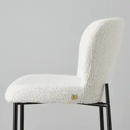 Hailey Snow White Boucle 67cm Counter Stool - Black Metal Legs