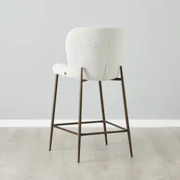 Hailey Snow White Boucle 67cm Counter Stool - Bronze Metal Legs