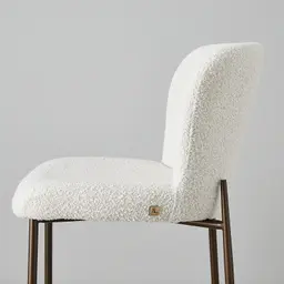 Hailey Snow White Boucle 67cm Counter Stool - Bronze Metal Legs