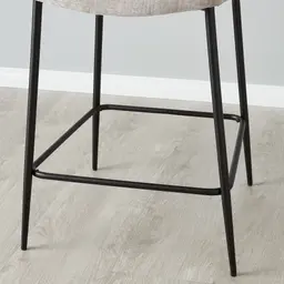 Hailey Vintage Grey Fabric 67cm Counter Stool - Black Metal Legs