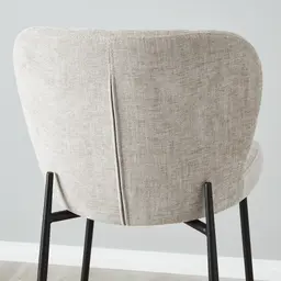 Hailey Vintage Grey Fabric 67cm Counter Stool - Black Metal Legs