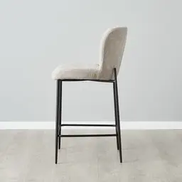 Hailey Vintage Grey Fabric 67cm Counter Stool - Black Metal Legs