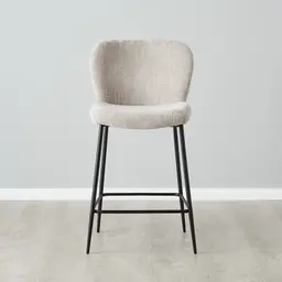 Hailey Vintage Grey Fabric 67cm Counter Stool - Black Metal Legs