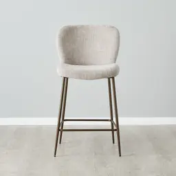 Hailey Vintage Grey Fabric 67cm Counter Stool - Bronze Metal Legs