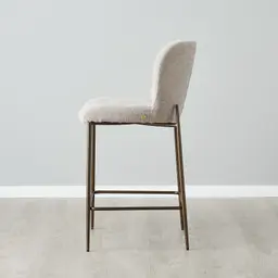 Hailey Vintage Grey Fabric 67cm Counter Stool - Bronze Metal Legs