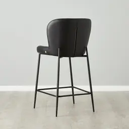 Hailey Black Vegan Leather 67cm Counter Stool - Black Metal Legs