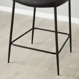 Hailey Black Vegan Leather 67cm Counter Stool - Black Metal Legs