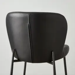 Hailey Black Vegan Leather 67cm Counter Stool - Black Metal Legs