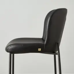 Hailey Black Vegan Leather 67cm Counter Stool - Black Metal Legs