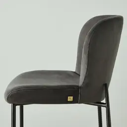 Hailey Charcoal Velvet 67cm Counter Stool - Black Metal Legs