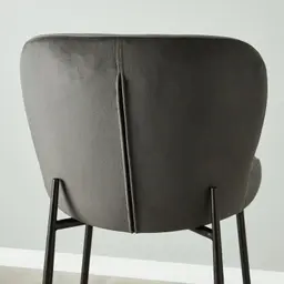 Hailey Charcoal Velvet 67cm Counter Stool - Black Metal Legs