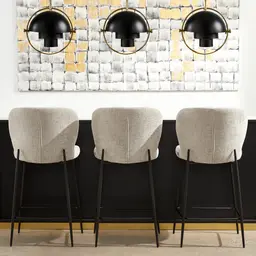 Hailey Charcoal Velvet 67cm Counter Stool - Black Metal Legs